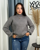 Sueter jersey holgado con patron geometrico