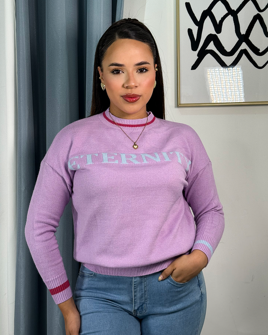 Sueter jersey tejido con letras