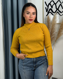 Sueter jersey tejido cuello semi alto unicolor