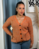 Sueter jersey tejido holgado con botones