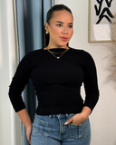 Sueter tejido unicolor con bolado