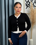 Sueter tejido doble con botones