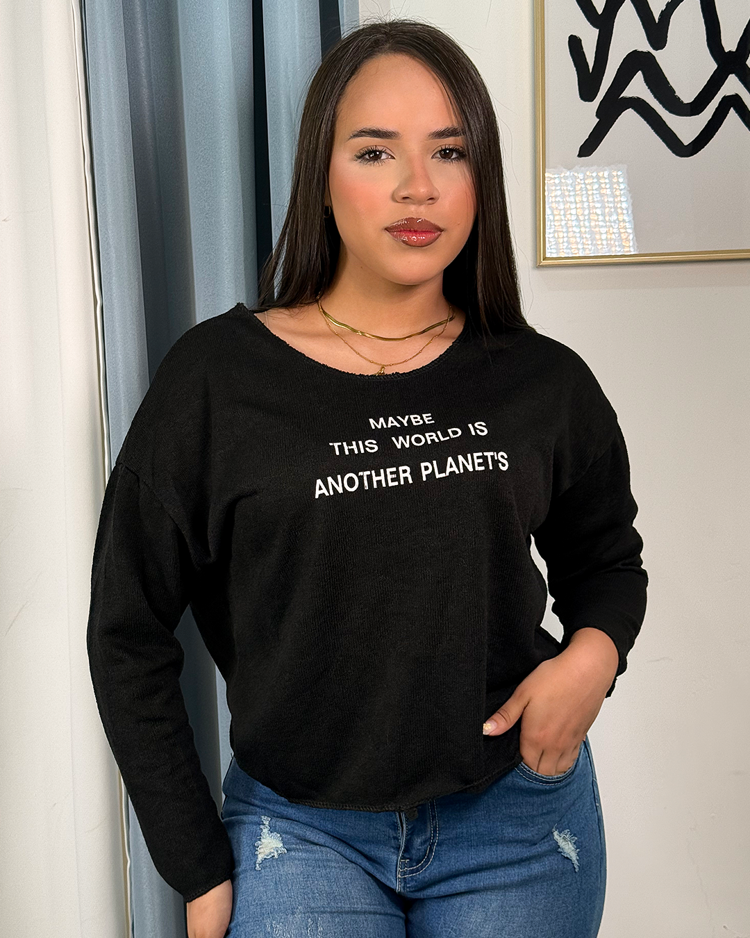 Sueter tejido con letras