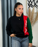 Sueter jersey holgado tejido con estampado de letras