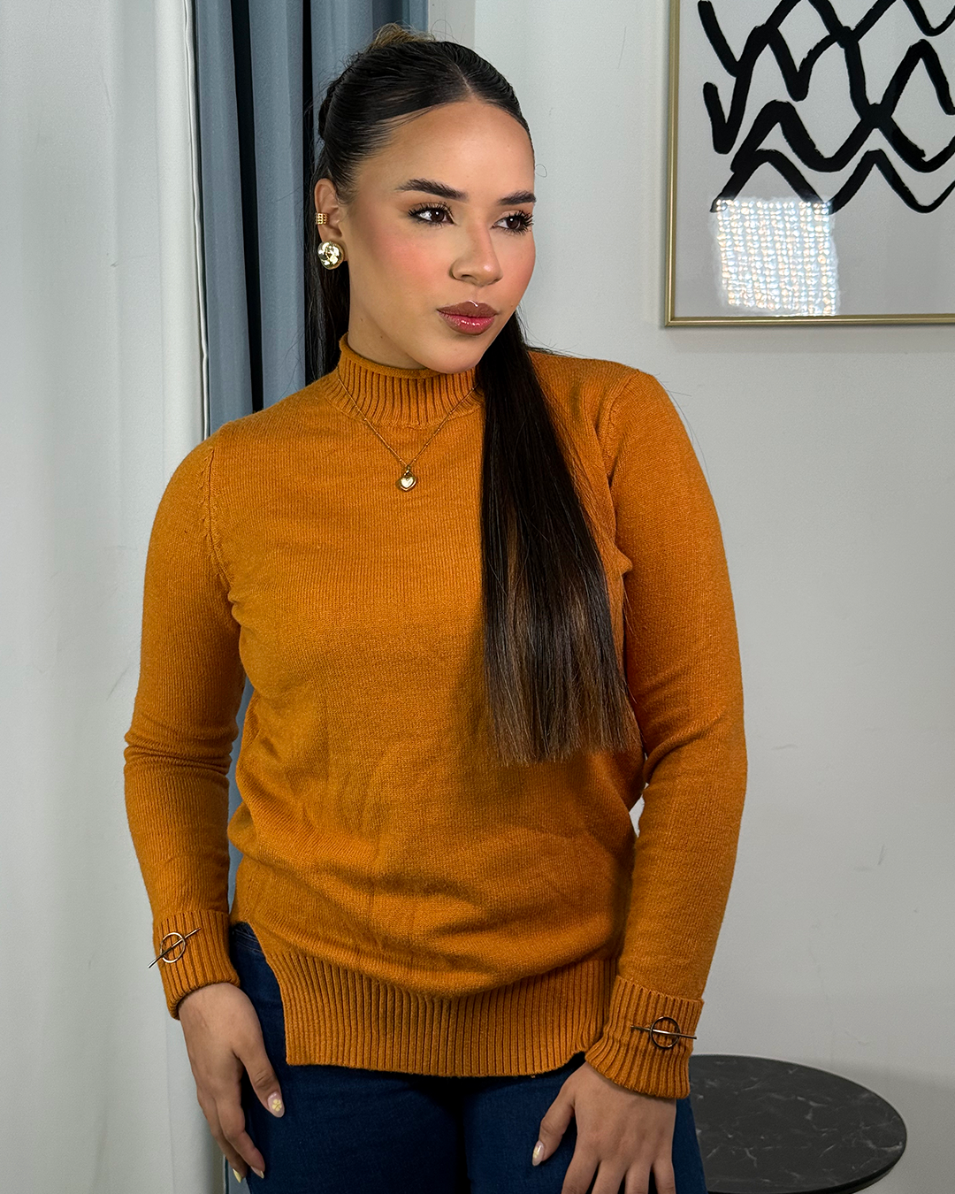 Sueter jersey tejido ajustado