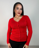 Sueter tejido unicolor con botones