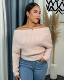 Sueter jersey tejido hombros al aire