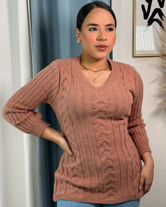 Sueter tejido con amarre