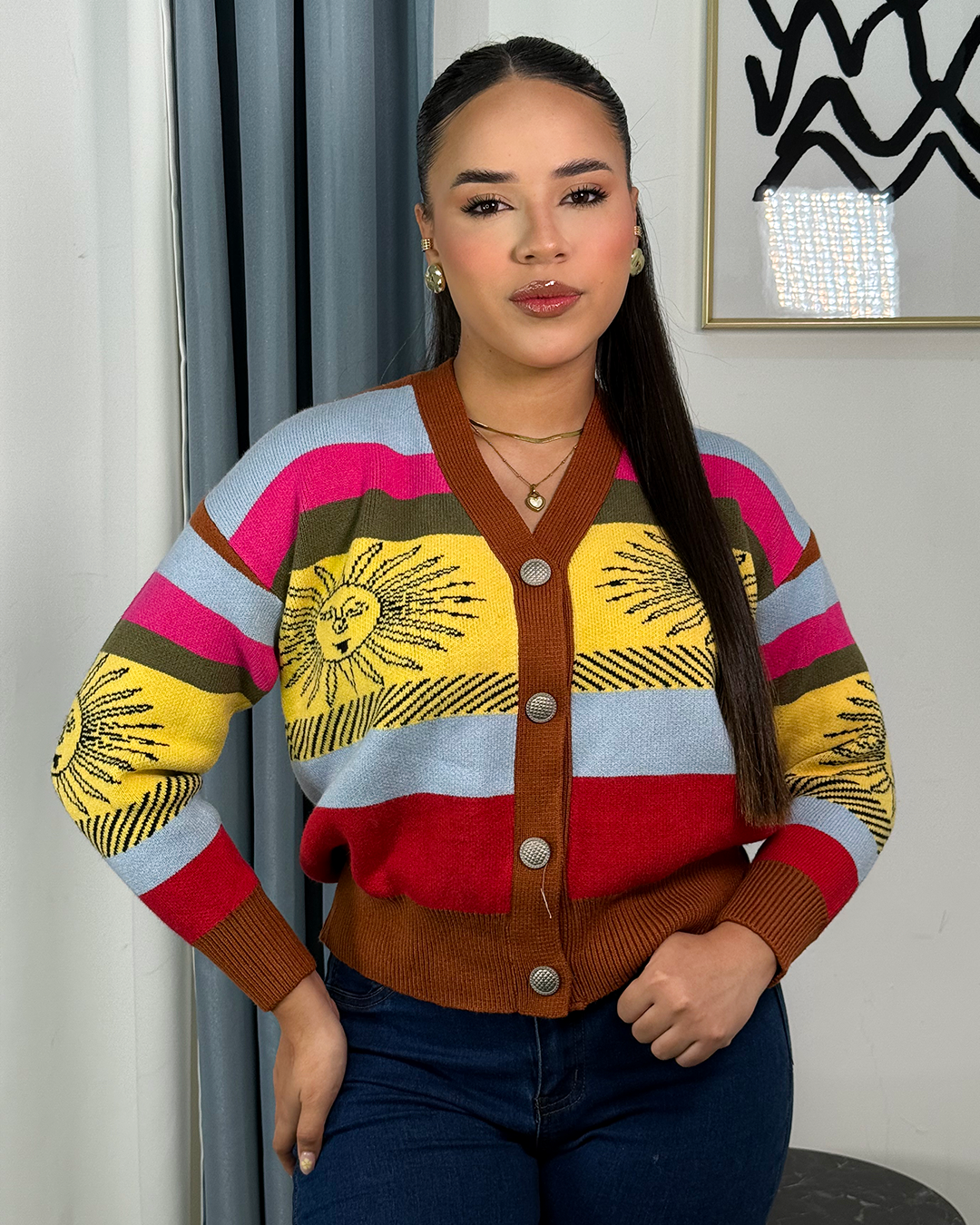 Sueter cardigan tejido