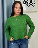 Sueter jersey holgado con patron geometrico