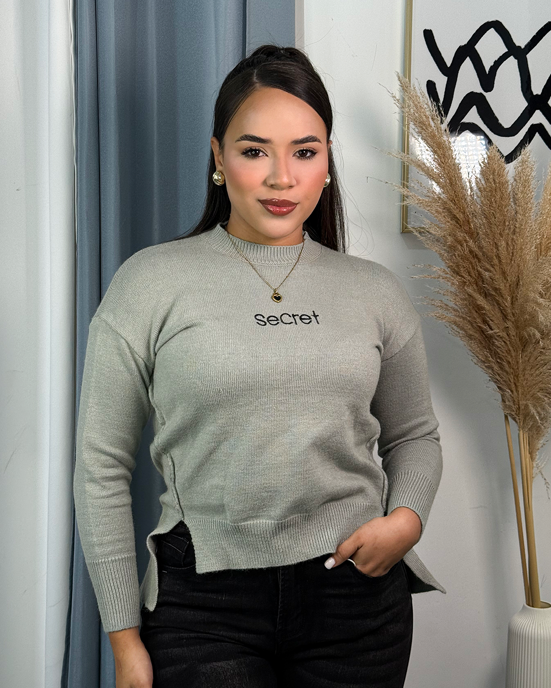 Sueter jersey con abertura