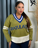 Sueter tejido estampado de franja