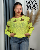 Sueter jersey tejido con diseño de lentejuelas en forma de estrellas