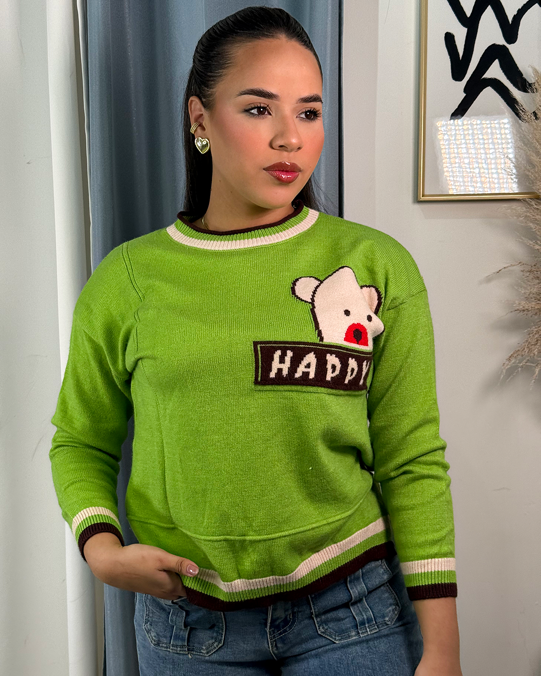 Sueter tejido con estampado