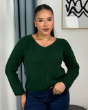 Sueter jersey tejido cuello V