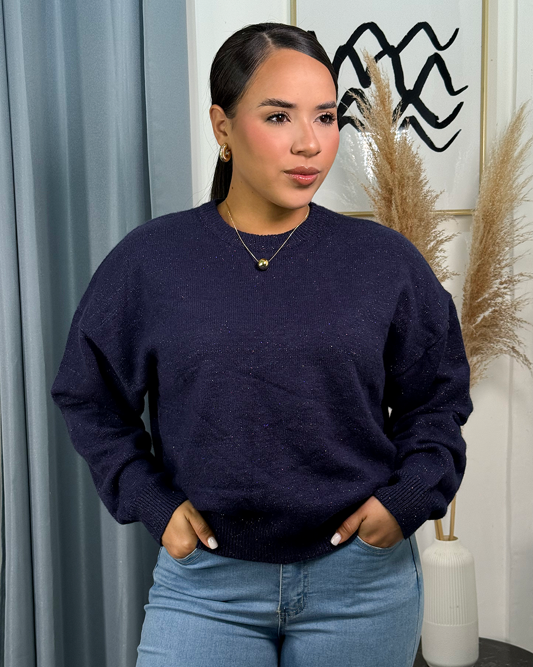 Sueter tejido con brillante