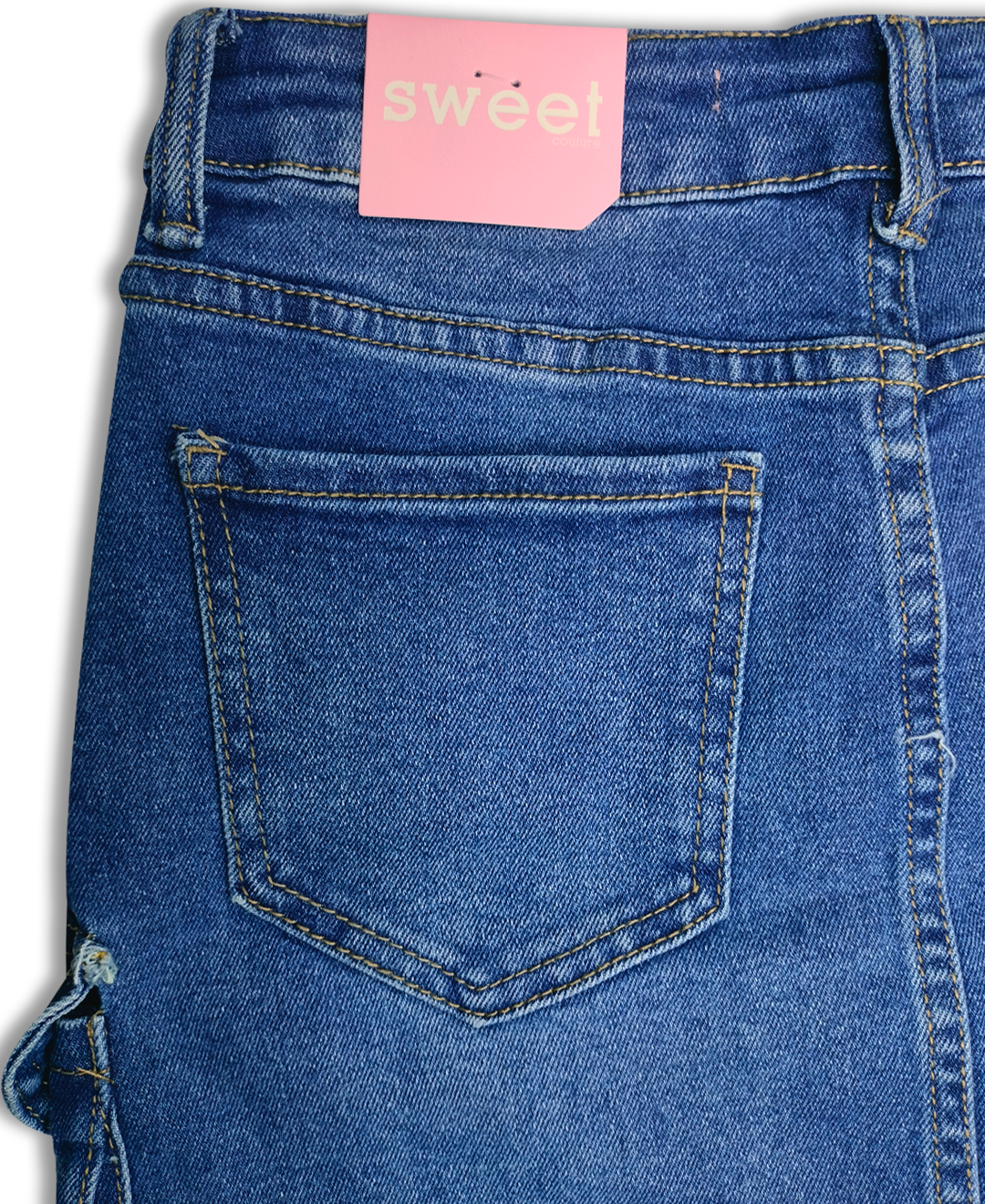 Falda jeans cargo larga