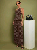 Conjunto de dos piezas para mujer elegante casual vintage con top de una tirante
