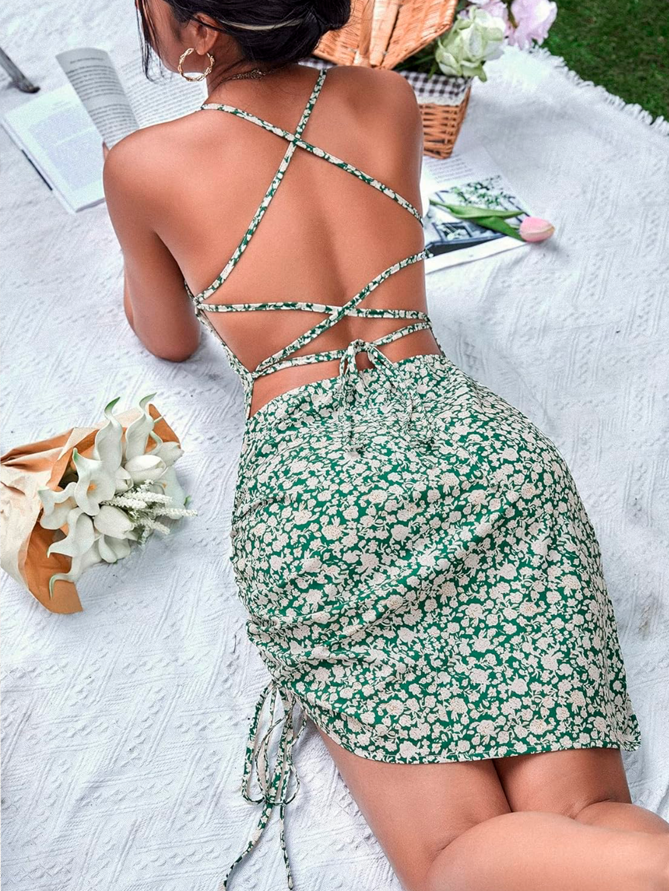 Vestido con estamado y descote en la espalda