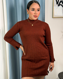 Vestido tejido manga larga cuello alto