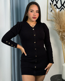 Vestido tejido con botones dorado