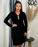 Vestido tejido largo con detalle de botones