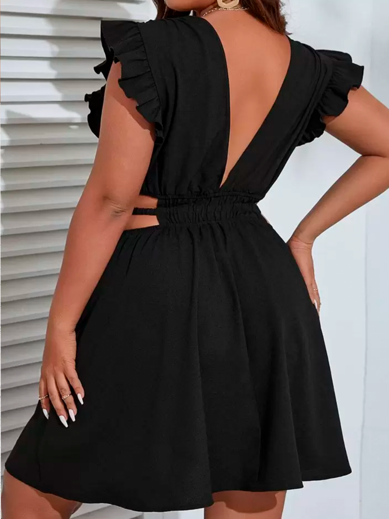 Vestido con fruncido unicolor