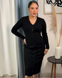 Vestido tejido largo con botones