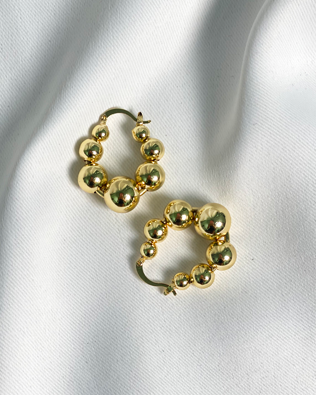 Argollas de balines enchapado en oro 18k acero inoxidable