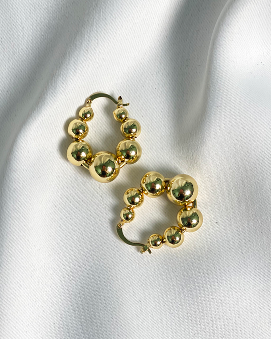 Argollas de balines enchapado en oro 18k acero inoxidable