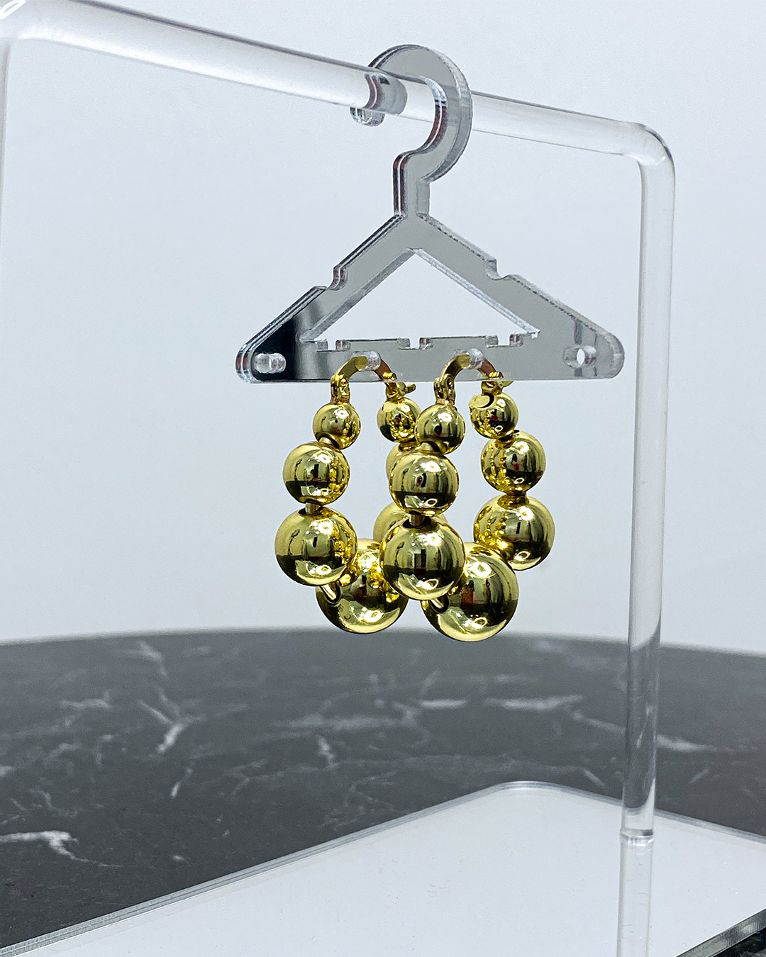 Argollas de balines enchapado en oro 18k acero inoxidable