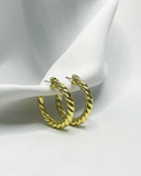 Argollas con diseño de trenzado fino enchapado en oro 14k acero inoxidable - ArmasStyle