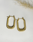 Argollas rectangulares con textura de 2.5CM de largo de acero inoxidable - ArmasStyle