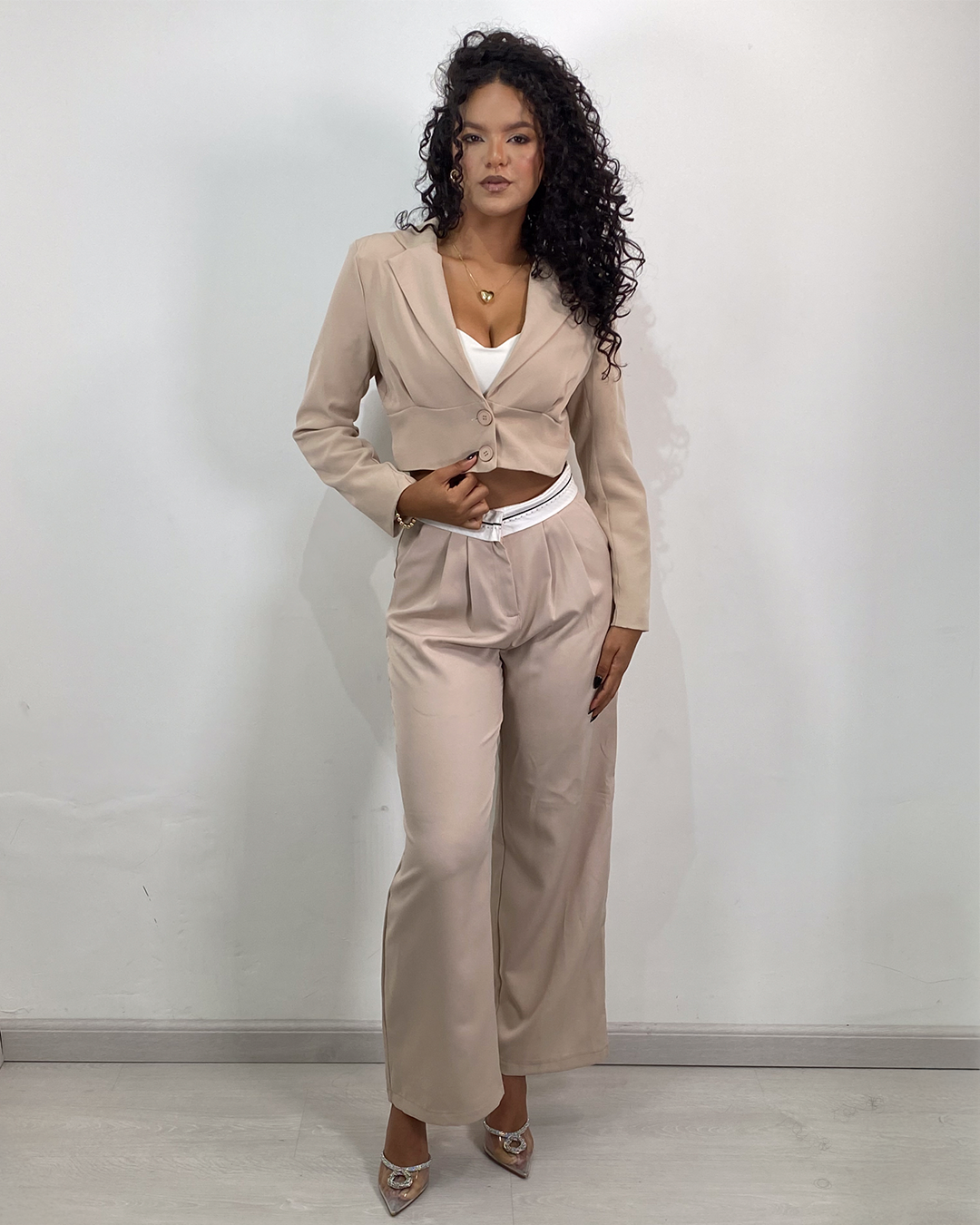 Conjunto de blazer y pantalon palazo