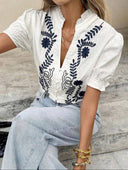Blusa casual de mujer con bordado manga corta - ArmasStyle