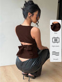 Blusa casual sin manga con lazo y espalda descubierta - ArmasStyle