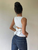 Blusa casual sin manga con lazo y espalda descubierta - ArmasStyle