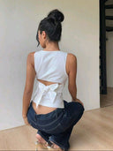Blusa casual sin manga con lazo y espalda descubierta - ArmasStyle