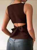 Blusa casual sin manga con lazo y espalda descubierta - ArmasStyle