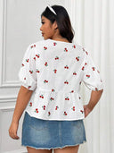 Blusa con estampado de cerezas y lazos en frente - ArmasStyle