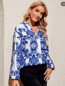 Blusa con estampado floral y mangas holgadas - ArmasStyle