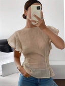 Blusa de manga corta con manga de volado - ArmasStyle