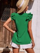 Blusa de manga corta de volado - ArmasStyle