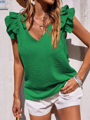 Blusa de manga corta de volado - ArmasStyle