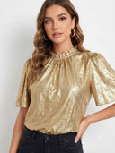 Blusa elegante dorada Curvy - ArmasStyle