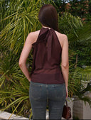 Blusa halter trasparente con volados - ArmasStyle