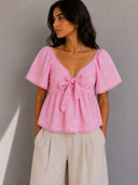 Blusa manga corta bombacha con lazo - ArmasStyle