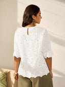 Blusa manga corta con detalle de hojal Curvy - ArmasStyle