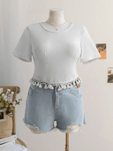 Blusa manga corta con dobladillo con flecos - ArmasStyle