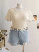 Blusa manga corta con dobladillo con flecos - ArmasStyle
